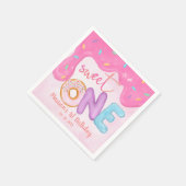 Sweet One Pink Zuckerguss Girl's First Birthday Na Serviette (Ecke)