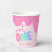 Sweet One Pink Zuckerguss Girl's First Birthday Pappbecher (Rückseite)