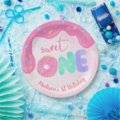 Sweet One Pink Zuckerguss Girl's First Birthday Pappteller (Party)