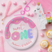 Sweet One Pink Zuckerguss Girl's First Birthday Pappteller (Party)
