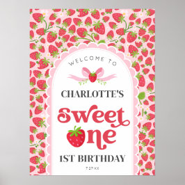 Sweet One Strawberry 1. Geburtstag 18x24 Willkomme Poster