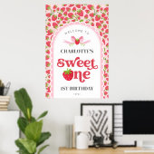 Sweet One Strawberry 1. Geburtstag 24x36 Willkomme Poster (Heimbüro)