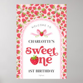 Sweet One Strawberry 1. Geburtstag 24x36 Willkomme Poster