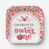 Sweet One Strawberry 1st Birthday 7" Square Pappteller (Vorderseite)
