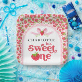 Sweet One Strawberry 1st Birthday 9" Square Pappteller (Party)