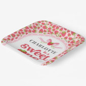 Sweet One Strawberry 1st Birthday 9" Square Pappteller (Gewinkelt)