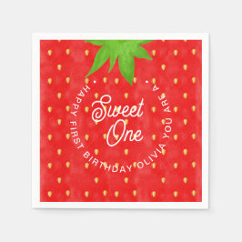 Sweet One Strawberry Birthday Paper Serviette