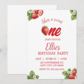 Sweet one strawberry first Birthday Invitation Einladung (Vorne/Hinten)