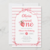 Sweet One Strawberry Girl 1st Birthday Einladung (Vorderseite)