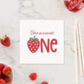 Sweet One Strawberry Theme First Birthday Paper Serviette (Beispiel)
