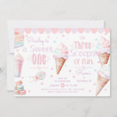  Sweet One Three Schoops of Fun joint Birthday Einladung (Vorderseite)