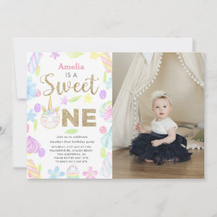 Sweet One Unicorn Donut Foto 1. Geburtstag Einladung