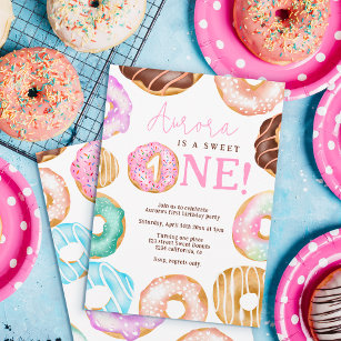 Sweet One Water color niedlich donuts 1. Geburtsta Einladung