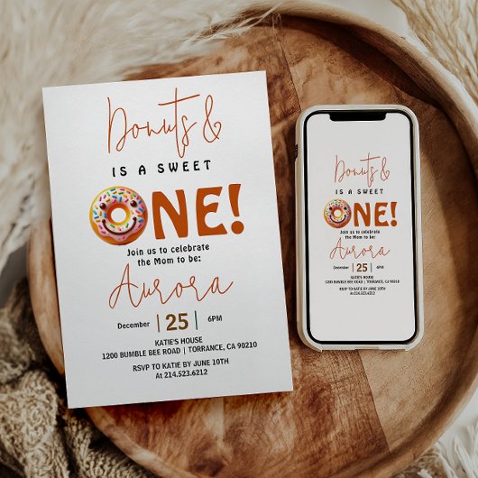 Sweet One Water color niedlich donuts 1. Geburtsta Einladung