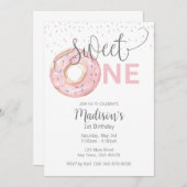 Sweet One Watercolor Girl's 1. Einladung (Vorne/Hinten)