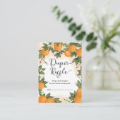 Sweet Orange Citrus Greenery Baby Diaper Raffle Begleitkarte (Stehend Vorderseite)