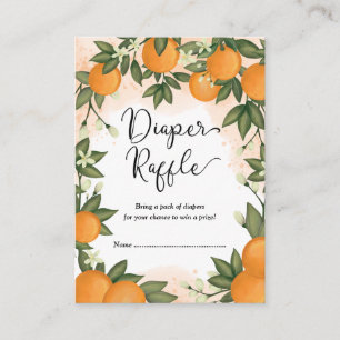 Sweet Orange Citrus Greenery Baby Diaper Raffle Begleitkarte