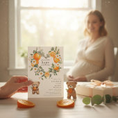 Sweet Orange Daisy Bear Baby Shower Invitation Einladung