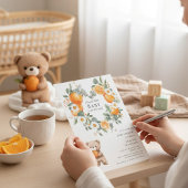 Sweet Orange Daisy Bear Baby Shower Invitation Einladung