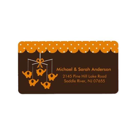 Sweet Orange Elephant Mobile Address Label Adressaufkleber (Vorne)
