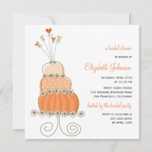 Sweet Orange Wedding Cake Brautparty Einladung