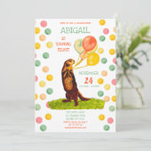 Sweet Otter farbenfrohe Balloons Geburtstag Einladung (Stehend Vorderseite)