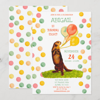 Sweet Otter farbenfrohe Balloons Geburtstag Einladung