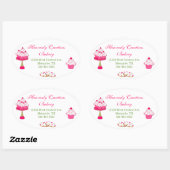 Sweet Oval Cupcake Bakery Stickers (Blatt)