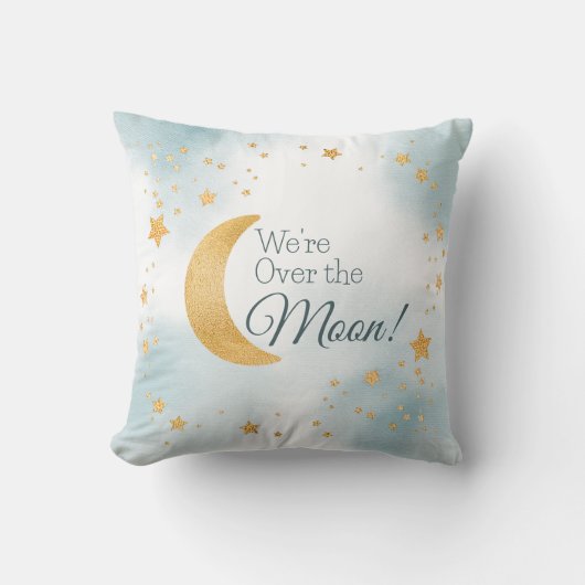 Sweet Over the Moon Blue Boy Baby Kinderzimmer Dek Kissen (Vorderseite)