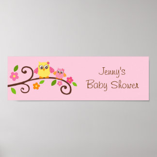 Sweet Owl Baby Girl Babydusche Banner Zeichen Poster