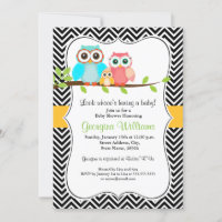 Sweet Owl Baby Shower Einladung / Junge