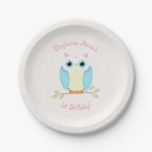 Sweet Owl Birthday Pappteller (Vorderseite)