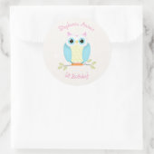 Sweet Owl Birthday Runder Aufkleber (Tasche)