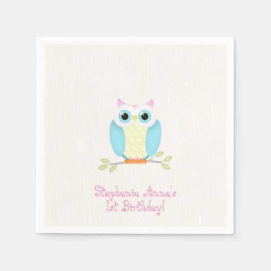 Sweet Owl Birthday Serviette (Vorderseite)