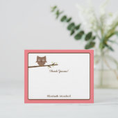 Sweet Owl Dankeschön Karte (Rosa) (Stehend Vorderseite)