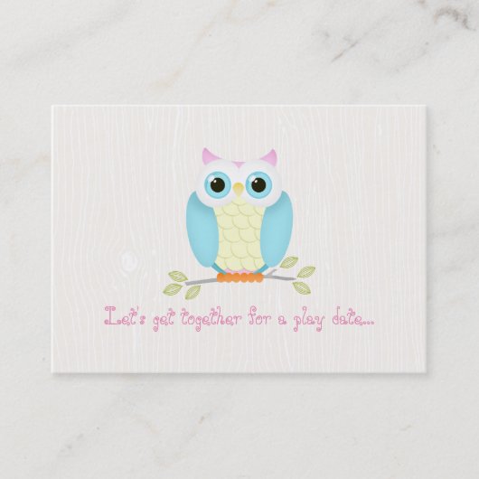Sweet Owl Play Date Cards Telefonnummerkarte (Vorderseite)