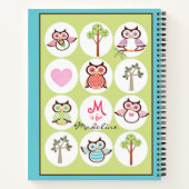 Sweet Owl Sampler Personalisiertes Notebook Notizblock (Rückseite)