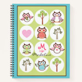 Sweet Owl Sampler Personalisiertes Notebook Notizblock (Vorderseite)