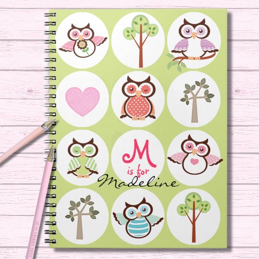 Sweet Owl Sampler Personalisiertes Notebook Notizblock