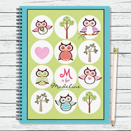Sweet Owl Sampler Personalisiertes Notebook Notizblock
