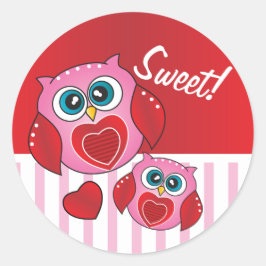 Sweet Owl Valentine Runder Aufkleber