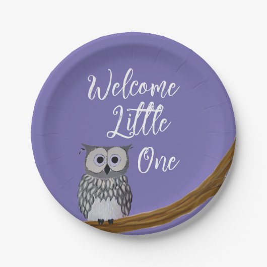 Sweet Owlet Paper Plate in Dunkel Lila Pappteller (Vorderseite)
