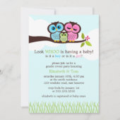 Sweet Owls Gender Reveal Party Einladung (Vorderseite)