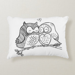 Sweet Owls in Liebe Illustration Dekokissen