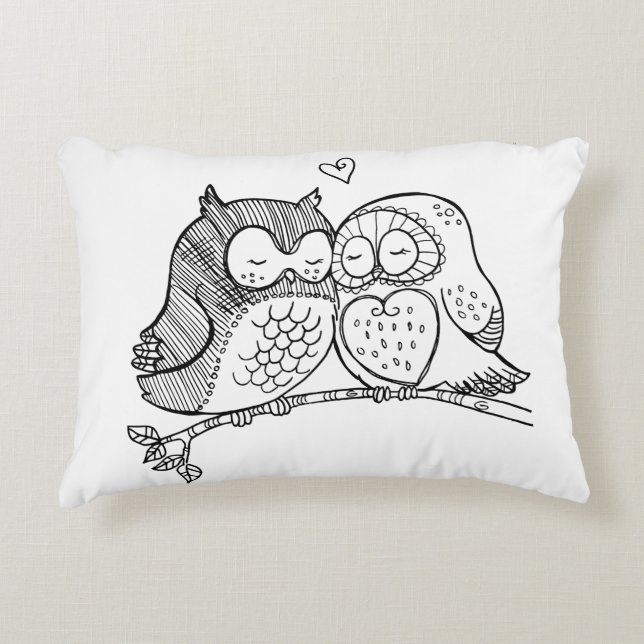 Sweet Owls in Liebe Illustration Dekokissen (Vorderseite)