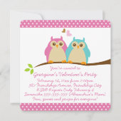 Sweet Owls in Liebe Pink Kids Valentines Party Einladung (Vorderseite)