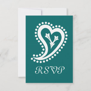 Sweet Paisley Hearts in Aquamariner RSVP-Karte RSVP Karte