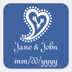 Sweet Paisley Hearts in Blue Sticker