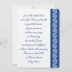 Sweet Paisley Hearts in Blue Wedding Einladung