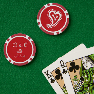 Sweet Paisley Hearts in Cherry Pokerchips